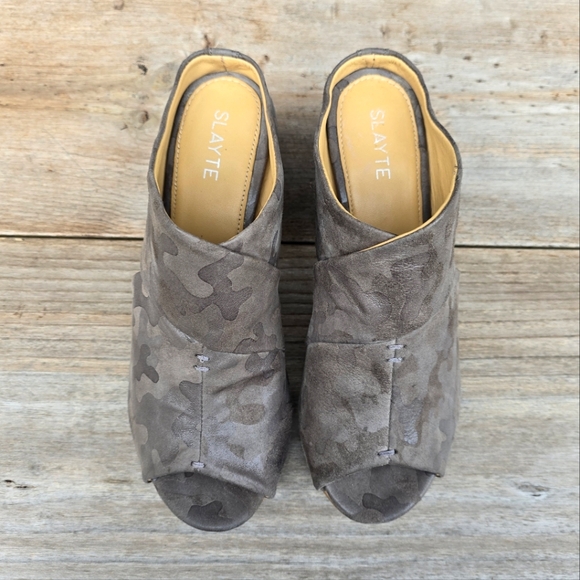 Slayte NEW Miranda Modern Urban Edge Neurtral Camo Block Heel Mule Sandal 8M - Picture 7 of 15